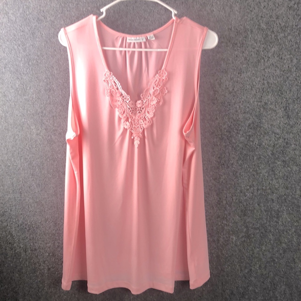 Susan Graver Pink Embroidered Blouse Sleeveless women’s size 1X liquid knit